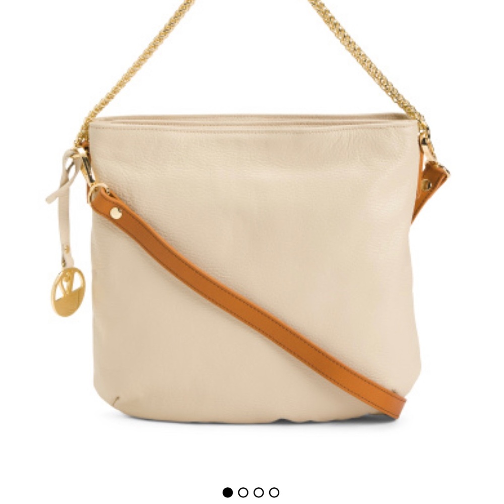 🌹 VALENTINA , Made In Italy Leather Double Entry Crossbody With Chain Strap🌹